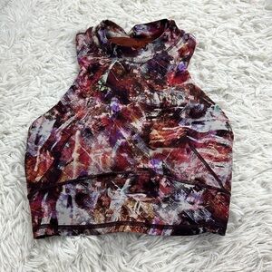 Lululemon Everlux and Mesh Cropped Tank Urbantricity Multi / Dark Terracotta